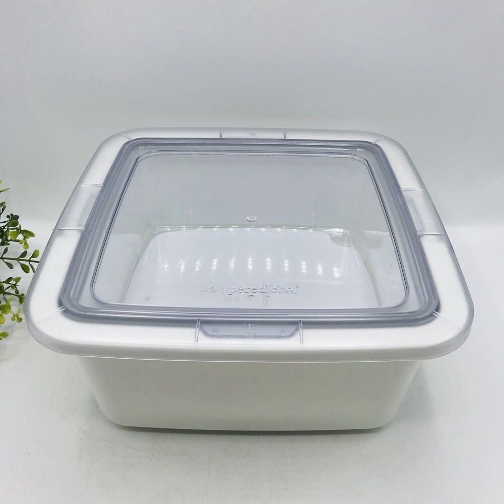 Pampered Chef 2.5 QT Cool and Serve Bowl w Freezer Pack Picnic Kitchenware White